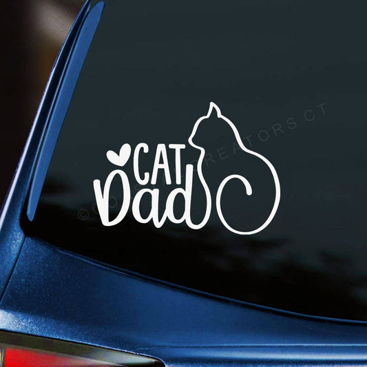 "Cat Dad" White Vinyl Window Decal