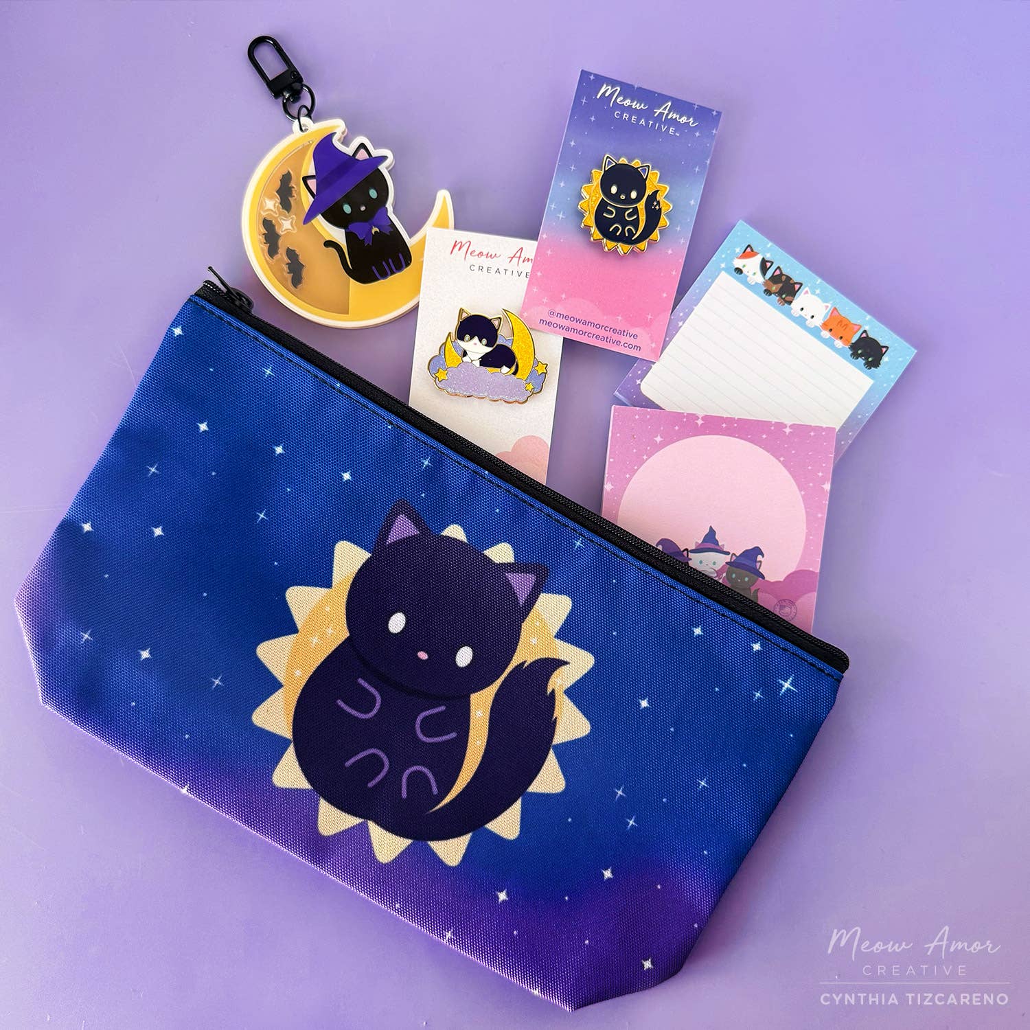 Solar Eclipse Void Cat Canvas Zipper Bag