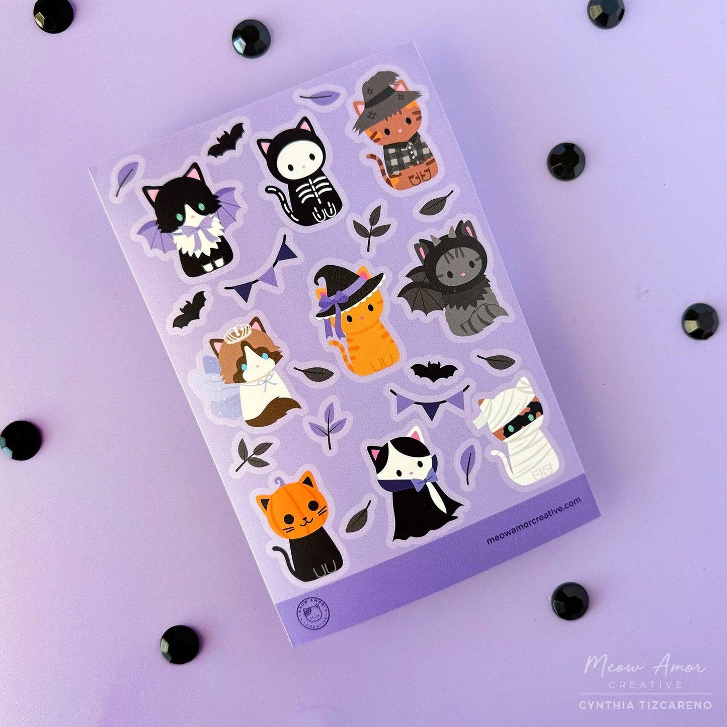 Cat Halloween Parade Purple Edition Vinyl Sticker Sheet