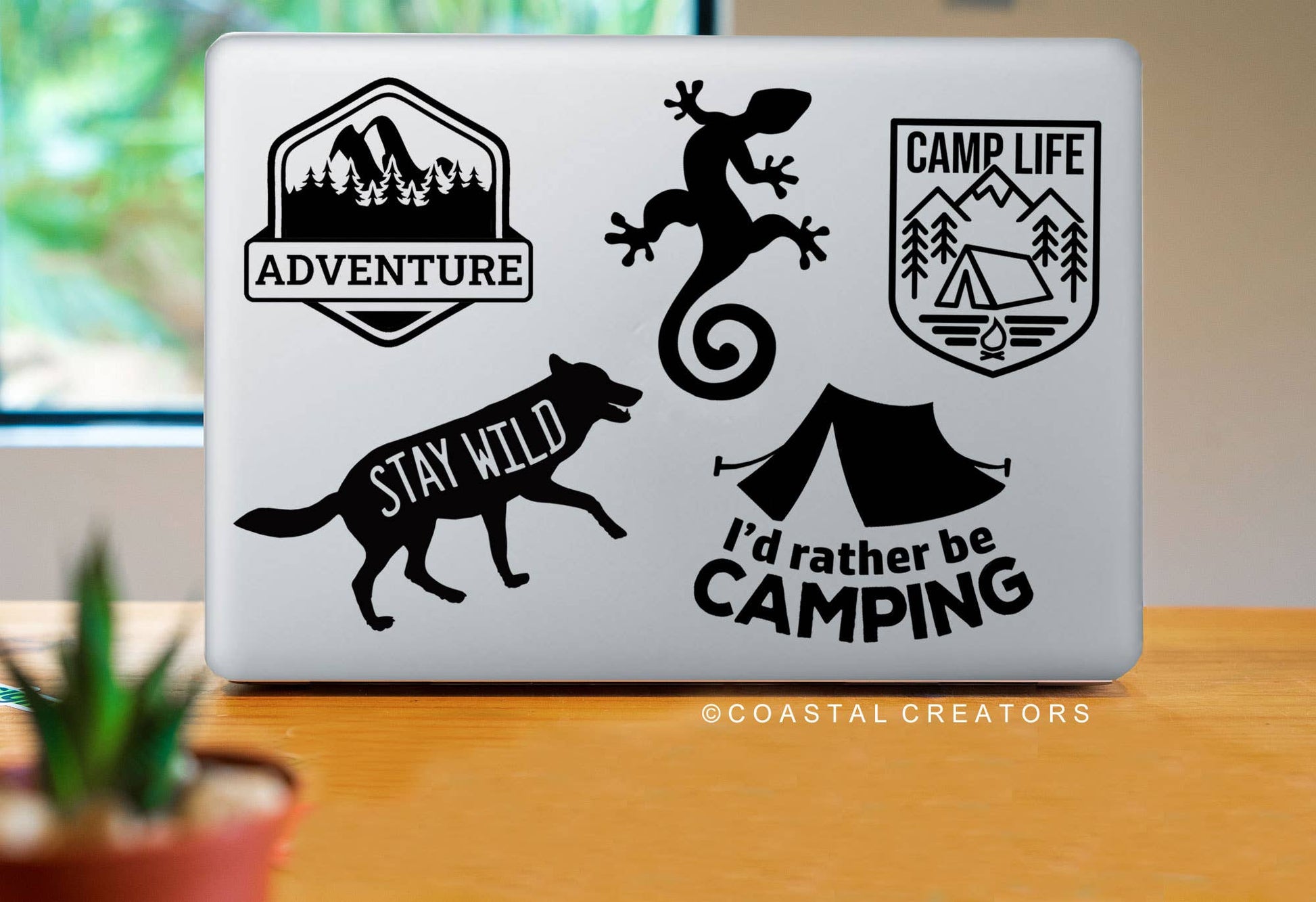Cat with Butterfly Vinyl Laptop Water Bottle Sticker (Black)